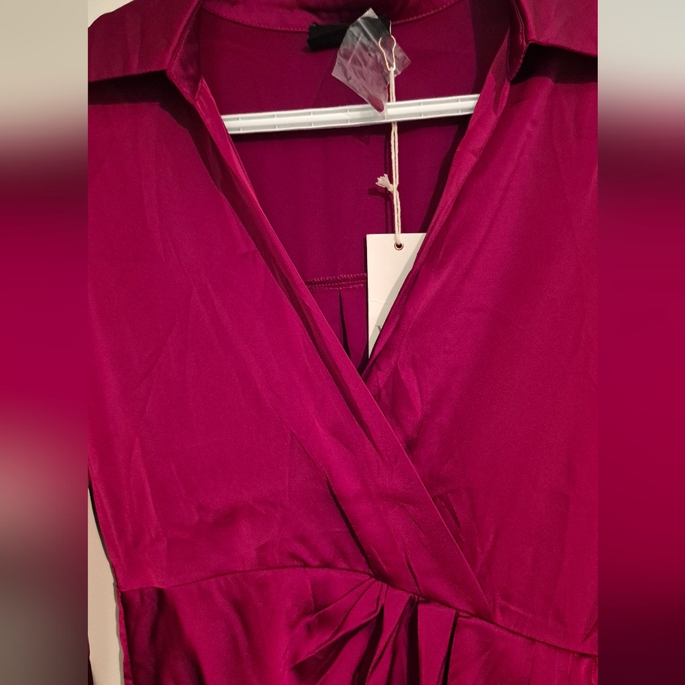 VICI Emerie Satin Asymmetrical Burgundy Dress SZ.S NWT - Picture 7 of 11